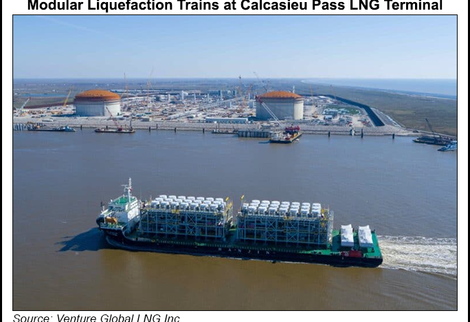 Modular liquefaction trains at Calcasieu Pass LNG terminal
