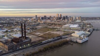 The site of the future River District neighborhood in New Orleans, Louisiana.