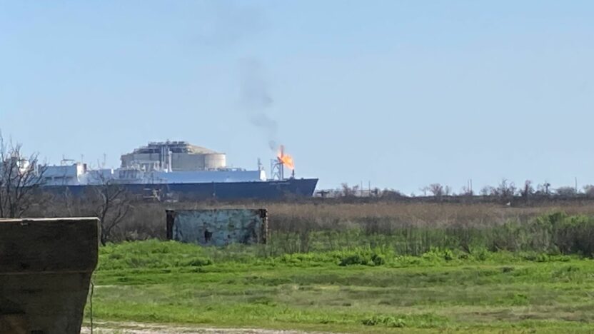 Venture Global’s Calcasieu Pass gas export facility flaring, photo credit: John Allaire
